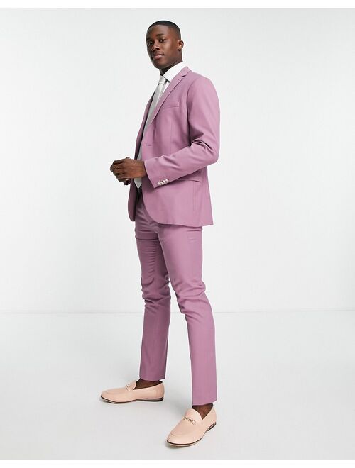 Topman valentine skinny suit jacket in purple