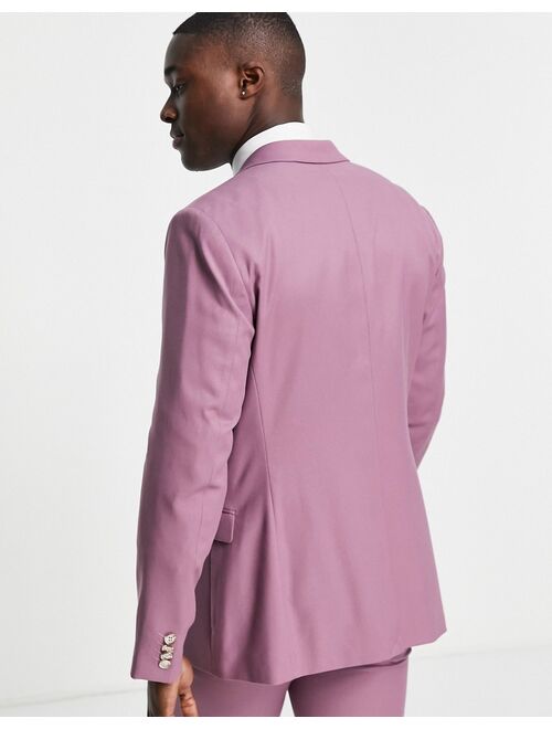 Topman valentine skinny suit jacket in purple