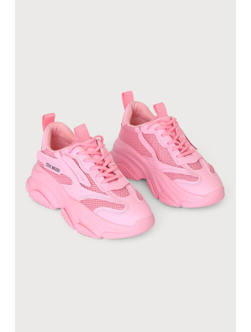 Steve Madden Possessions Valentine Hot Pink Chunky Sneakers