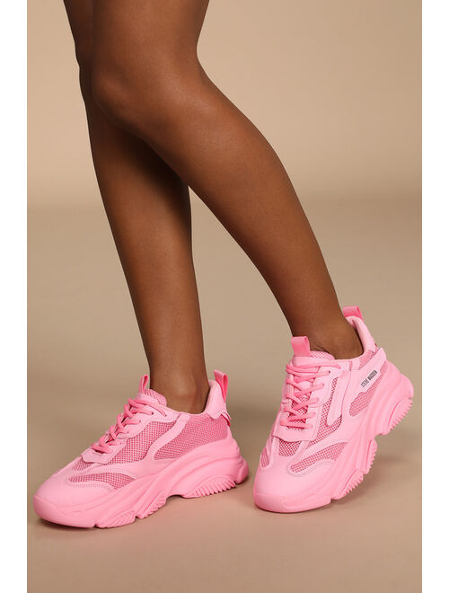 Steve Madden Possessions Valentine Hot Pink Chunky Sneakers
