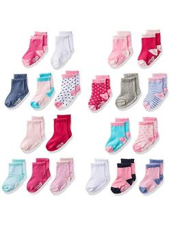 Little Me 20-Pack Newborn Baby Infant & Toddler Girls Socks, 0-12/12-24 Months, Assorted Size Pack