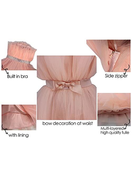 WDBFY Women's Sexy Tulle Short Homecoming Dresses Mini Puffy Cocktail Prom Gowns Tutu Dresses