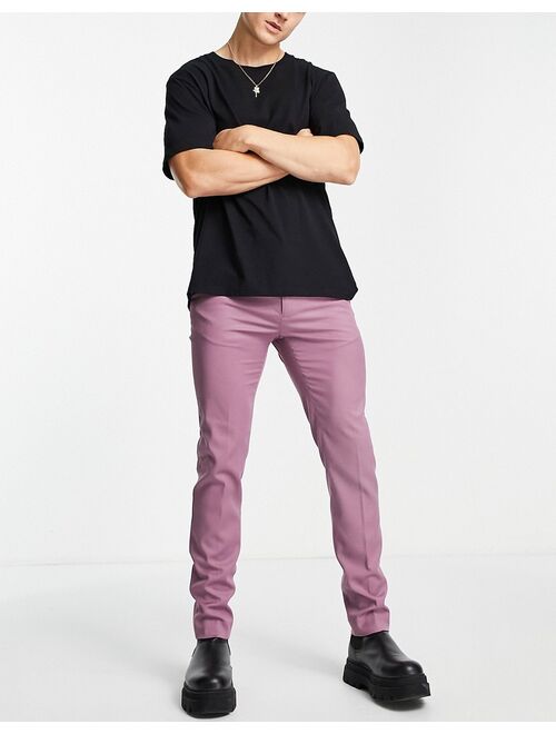 Topman valentine skinny suit pants in purple