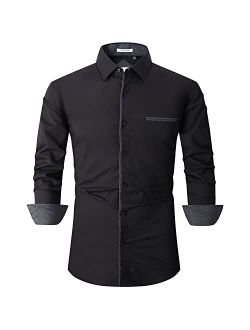 SAMERM Valentine Mens Dress Shirt Regular Fit Long Sleeve Button Down Shirts for Men(S-2XL)