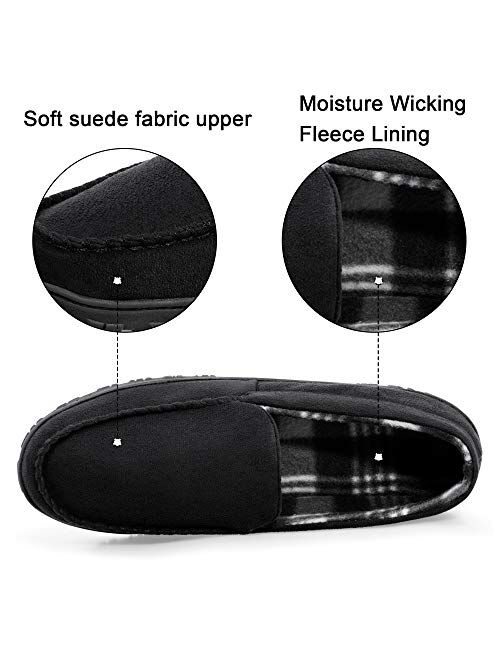 Buy HOMEHOT Men's Slippers with Rubber Hard Sole Slip on Moccasin Slippers With Arch Support