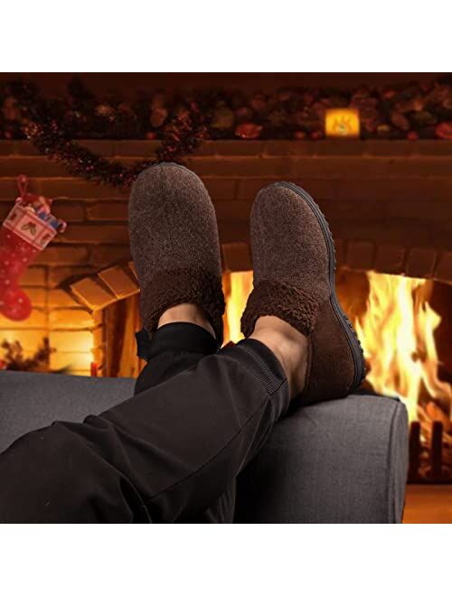 ULTRAIDEAS Men's Cozy Memory Foam Slippers with Arch Support, Wool-Like Blend Micro Suede House Shoes with Arch Support