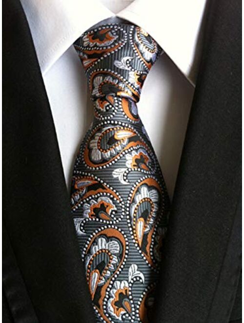 Secdtie Men's Classic Red Blue Striped Jacquard Woven Silk Tie Formal Necktie