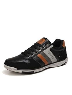Mens Fashion Sneakers Casual Shoes Leather Breathable Comfortable Low-Top Walking Shoes