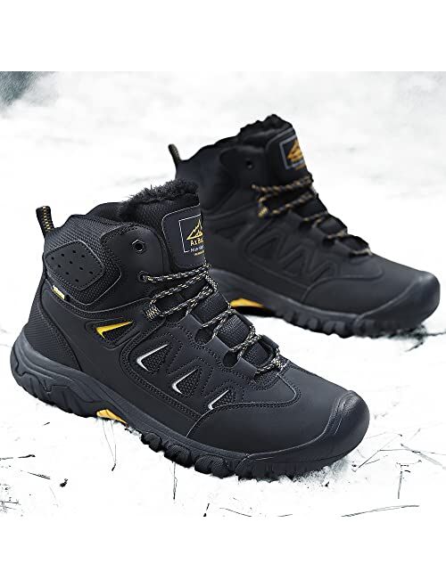 AX BOXING Men's Snow Boots Winter Boots Warm Lace-up Non Slip Hiking Shoes For Outdoor Walking