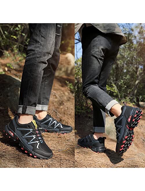 AX BOXING Men's Trail Running Shoes Anti-Skid Hiking Shoes Breathable Road Running Footwear Walking Athletic Sneakers