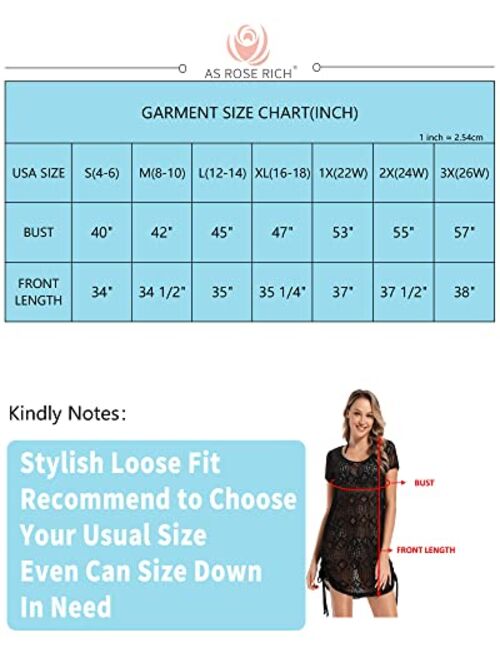 AS ROSE RICH Bathing Suit Cover Up for Women - Swimsuit Coverup for Women – Lace Beach Dresses – Regular and Plus Size