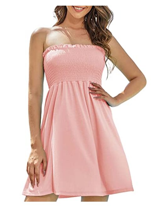 AS ROSE RICH Strapless Dress for Women - Beach Dresses for Women - Tube Top Dress