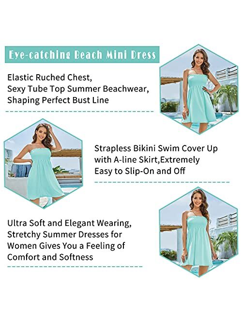 AS ROSE RICH Strapless Dress for Women - Beach Dresses for Women - Tube Top Dress