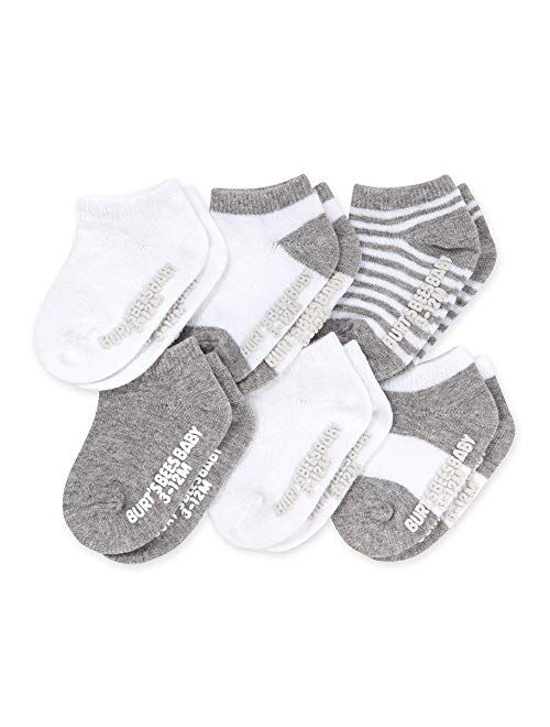 Burt's Bees Baby Unisex Baby, 6-pack Ankle Socks With Non-slip Grips, Made With Organic Cotton