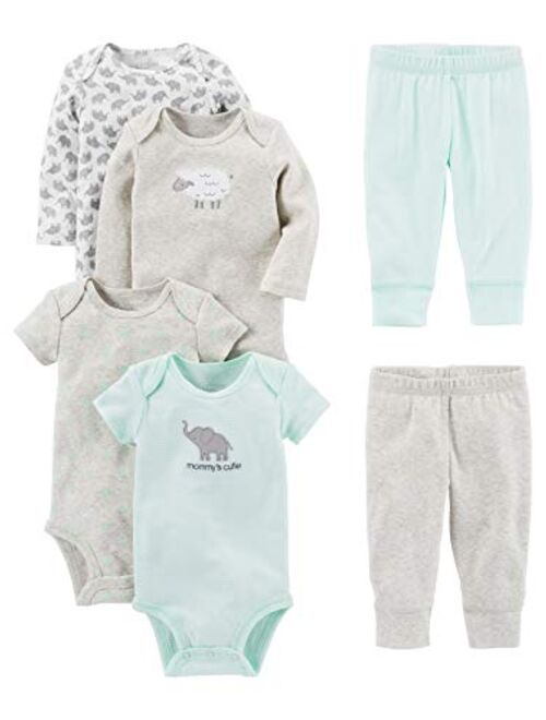 Simple Joys by Carter's Unisex Toddlers and Babies' 6-Piece Neutral Bodysuits (Short and Long Sleeve) and Pants Set