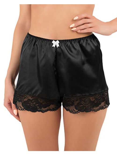Satini Women's Lingerie Lace Briefs Panties French Knickers Satin Shorts
