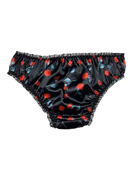 Satini Women's Floral Satin Lingerie Bikini Briefs Panties Knickers