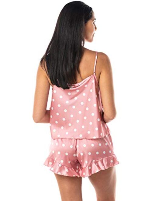 Satini Lingerie Satin Pajamas Set Cami Shorts Polka Dot Sleepwear Nightwear