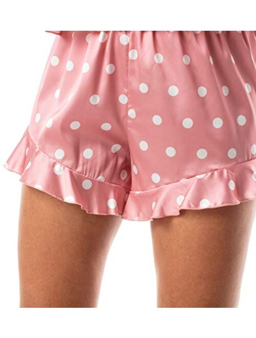 Satini Lingerie Satin Pajamas Set Cami Shorts Polka Dot Sleepwear Nightwear