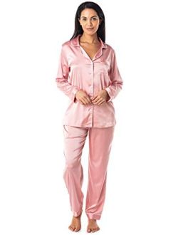 Pajamas Long Sleeve Button Down Set Satin Sleepwear Nightwear Loungewear