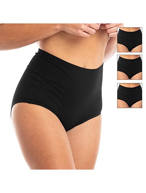 Satini High Waist Cotton Full Coverage Soft Seamless Breathable Comfort Panties Briefs Underwear