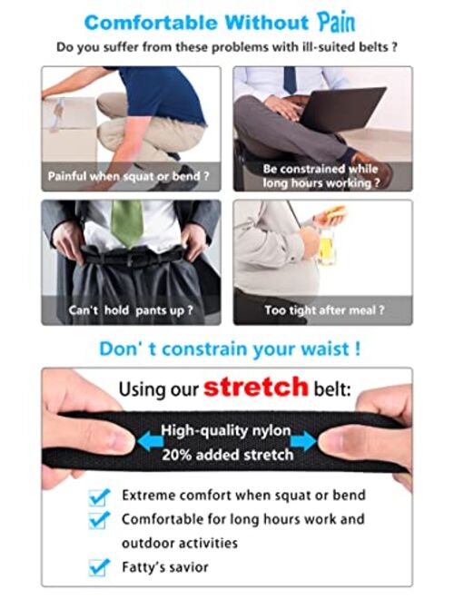 JUKMO Stretch Ratchet Belt , Nylon Web Elastic Golf Belt with Automatic Slide Buckle