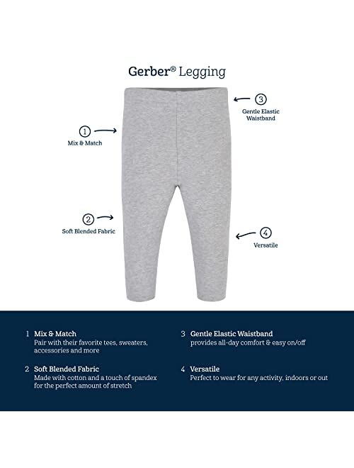 Gerber Baby Girls' Toddler Multi-Pack Premium Pants Leggings