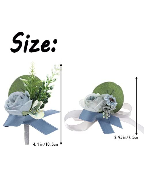 Campsis Corsage Boutonniere Set Yellow Corsage Flowers Bridal Artificial Boutonniere Set Flower Decor Girls Groom Buttonholes Groomsman Bridesmaid Lady for Prom and Dinne