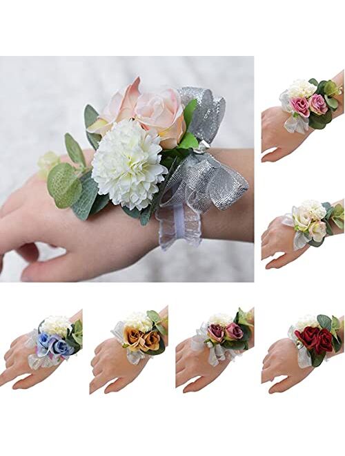 Skydume Snadulor 1 Pcs Small Fresh Artificial Flower Wrist Flower Corsage,Used for Outdoor Wedding,Wedding Anniversary,Party(Blue)
