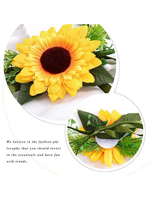 Campsis Sunflower Wrist Flower Bracelet Hand Flowers for Bridal and Bridesmaid Wedding Party Prom