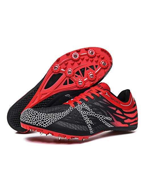 iFRich Track Spikes Shoes Mens Womens Mesh Track and Field Athletics Sneakers Boys Girls Training Sprint Racing Track Shoes with Spikes
