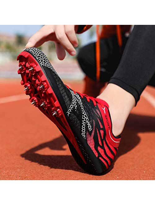 iFRich Track Spikes Shoes Mens Womens Mesh Track and Field Athletics Sneakers Boys Girls Training Sprint Racing Track Shoes with Spikes