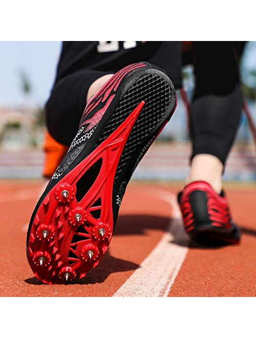 iFRich Track Spikes Shoes Mens Womens Mesh Track and Field Athletics Sneakers Boys Girls Training Sprint Racing Track Shoes with Spikes