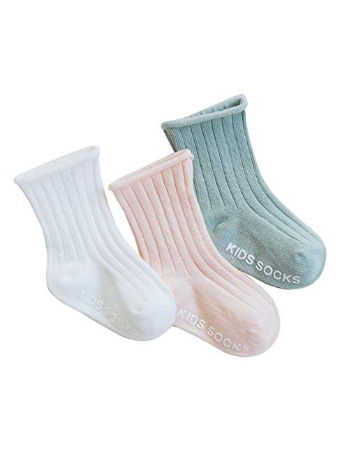 Baby Boy Combed Cotton Socks QandSweet Toddler Ankle Sock Non-Skid for Newborn Infant Childrens