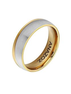 His and Her Promise Rings Engravable Titanium 18K Gold Plated Wedding Engagement Band Couple Ring Top Ring 6MM