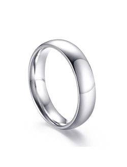 18K Gold Ring, 14K Gold Rings for Women Men, 4MM Solid White Gold Plain Band Wedding Rings, Customized and Engravable