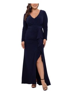 Plus Size V-Neck Gown With Matching Mask