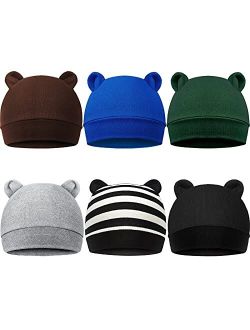 Geyoga 6 Pieces Newborn Baby Hat Bear Ears Infant Caps Baby Boy Girl Toddler Hats Infant Beanie Caps for 0-3 Months