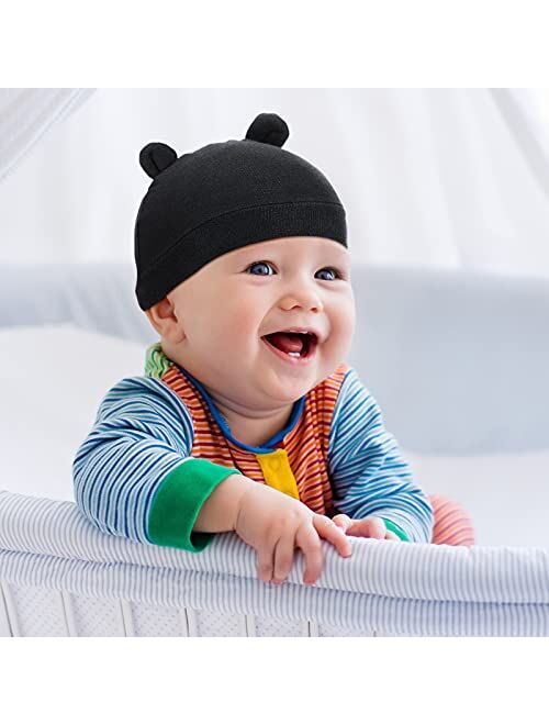 Geyoga 6 Pieces Newborn Baby Hat Bear Ears Infant Caps Baby Boy Girl Toddler Hats Infant Beanie Caps for 0-3 Months