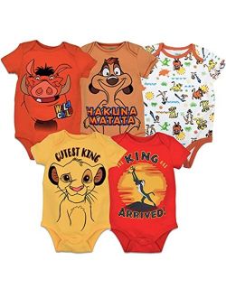 5 Pack Short Sleeve Bodysuit: Mickey Mouse Lion King Pixar & Winnie the Pooh