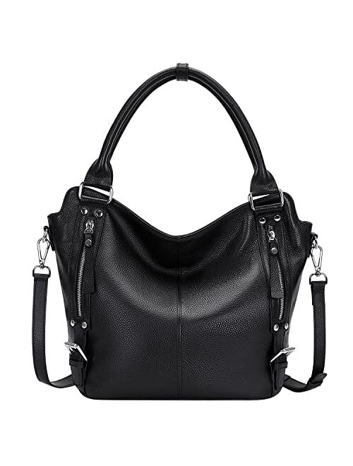OVER EARTH Genuine Leather Handbags for Women Hobo Shoulder Bag Ladies Leather Tote Bag