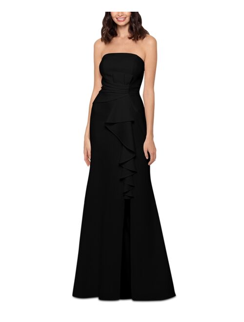Buy Betsy & Adam Cascade-Front Scuba Trumpet Gown online | Topofstyle
