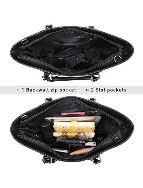 Mkp Collection MKP Women Large Tote Bags Top Handle Satchel Handbags Purses Shoulder Bag Work Bags Set 2pcs