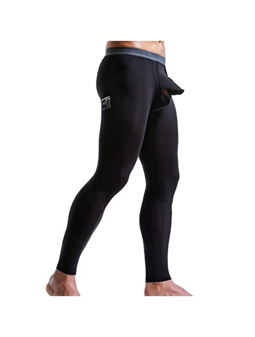 Zhenlik Men's Thermal Underwear Pants Long Johns Lightweight Thermal Bottoms Separate Pouch Thin Fleece Lined Long Johns