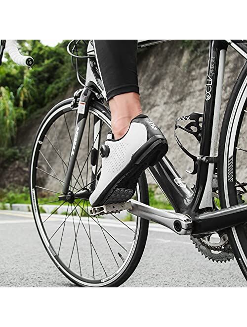 Lxso Men's Mountain Road Cycling Shoes with Impact Resistant Toe Box for No Lock Flat Pedal Bike