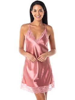 Lingerie Satin Lace Chemise Nightgown Full Slip Sleepwear Nightwear