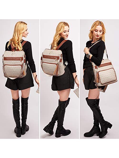 Mkp Collection MKP Women Fashion Backpack Purse PU Leather Convertible Large Ladies Rucksack Travel Shoulder Bags Handbag with Wristlet and Tassel Decor (Black)