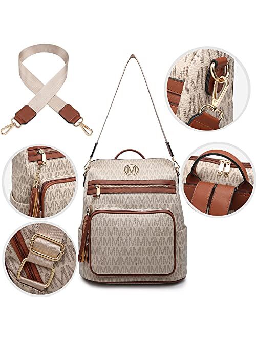 Mkp Collection MKP Women Fashion Backpack Purse PU Leather Convertible Large Ladies Rucksack Travel Shoulder Bags Handbag with Wristlet and Tassel Decor (Black)