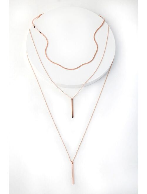 Lulus Sleek Peek Rose Gold Layered Choker Necklace