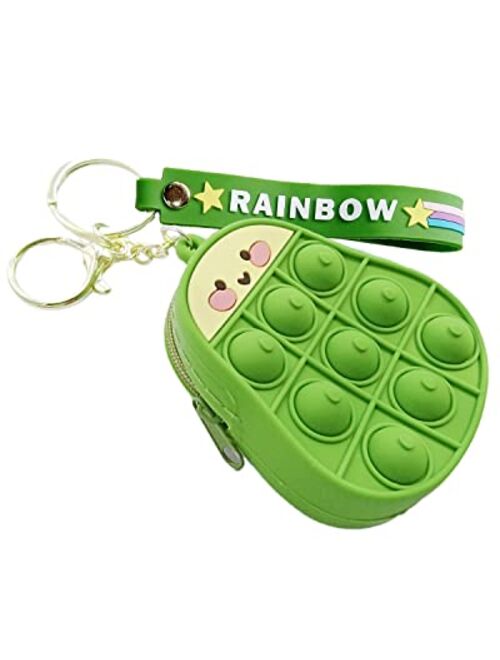 Temay Pop Purse Bag Avocado Simple Dimple Fidget Toys it Pocketbook with Hand Wrist Lanyard Key Chain for Girl Women